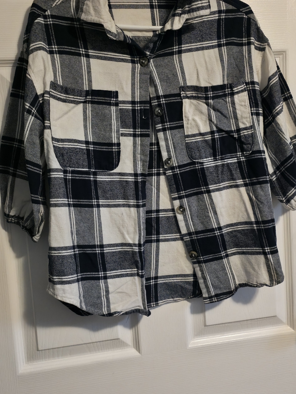 4/$67 Deal! Retro Navy and White Plaid Button-Up Shirt